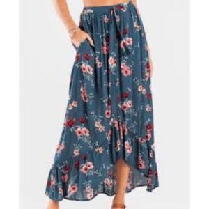Bog Collective braided‎ raffia high low boho maxi skirt